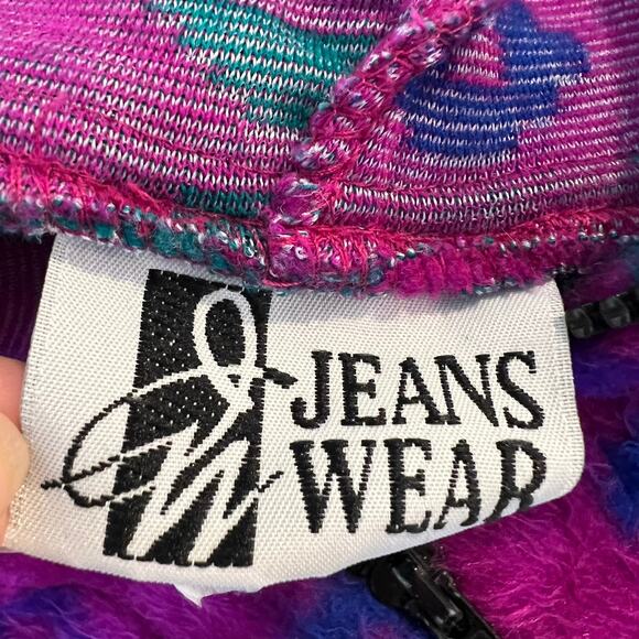 Vintage 90s Retro Animal Print Pullover Sweatshirt Hoodie size Large Purple - Picture 8 of 10